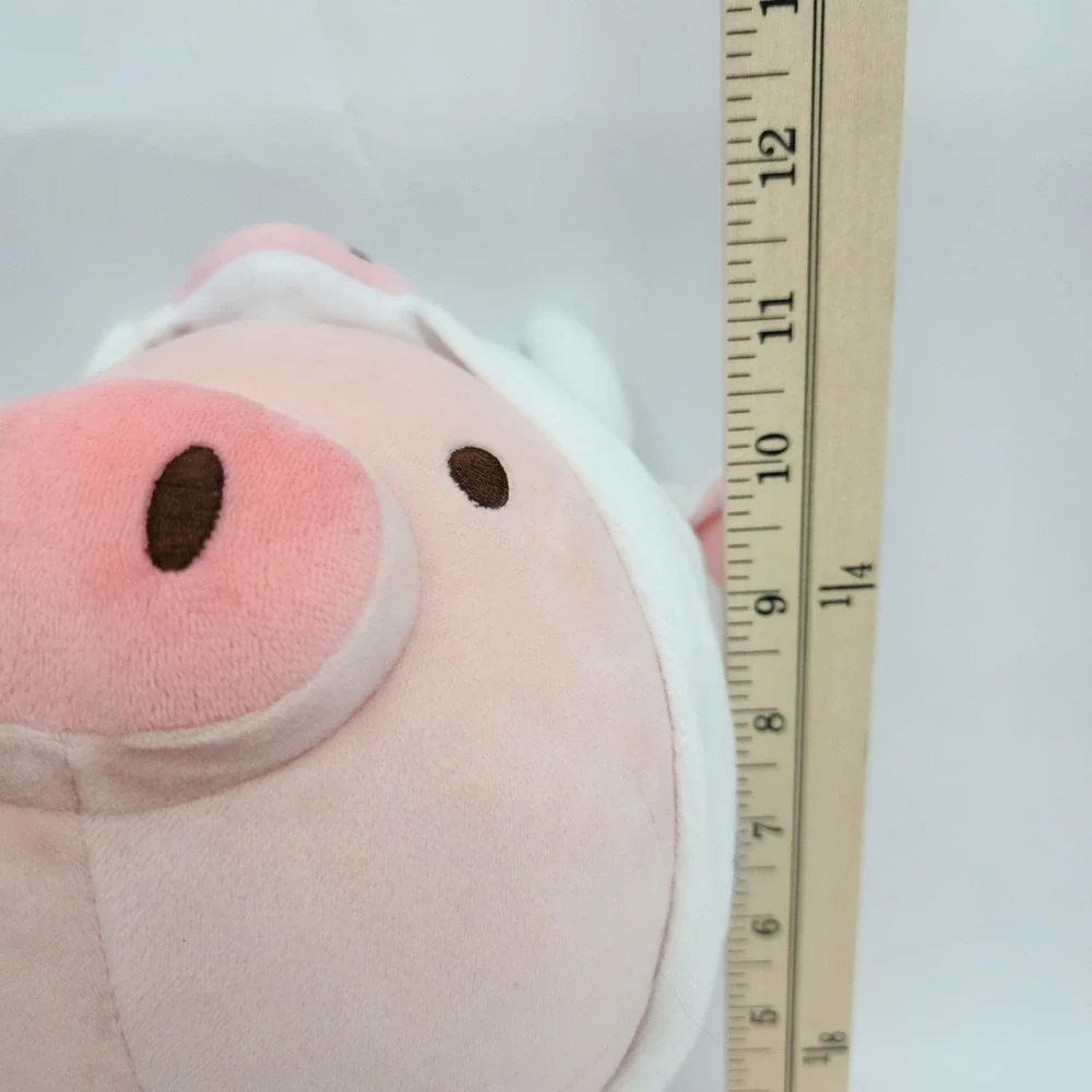 Miniso Pig Plush with Cow Hoodie Pink White Stuffed Animal 10 Inch Kawaii